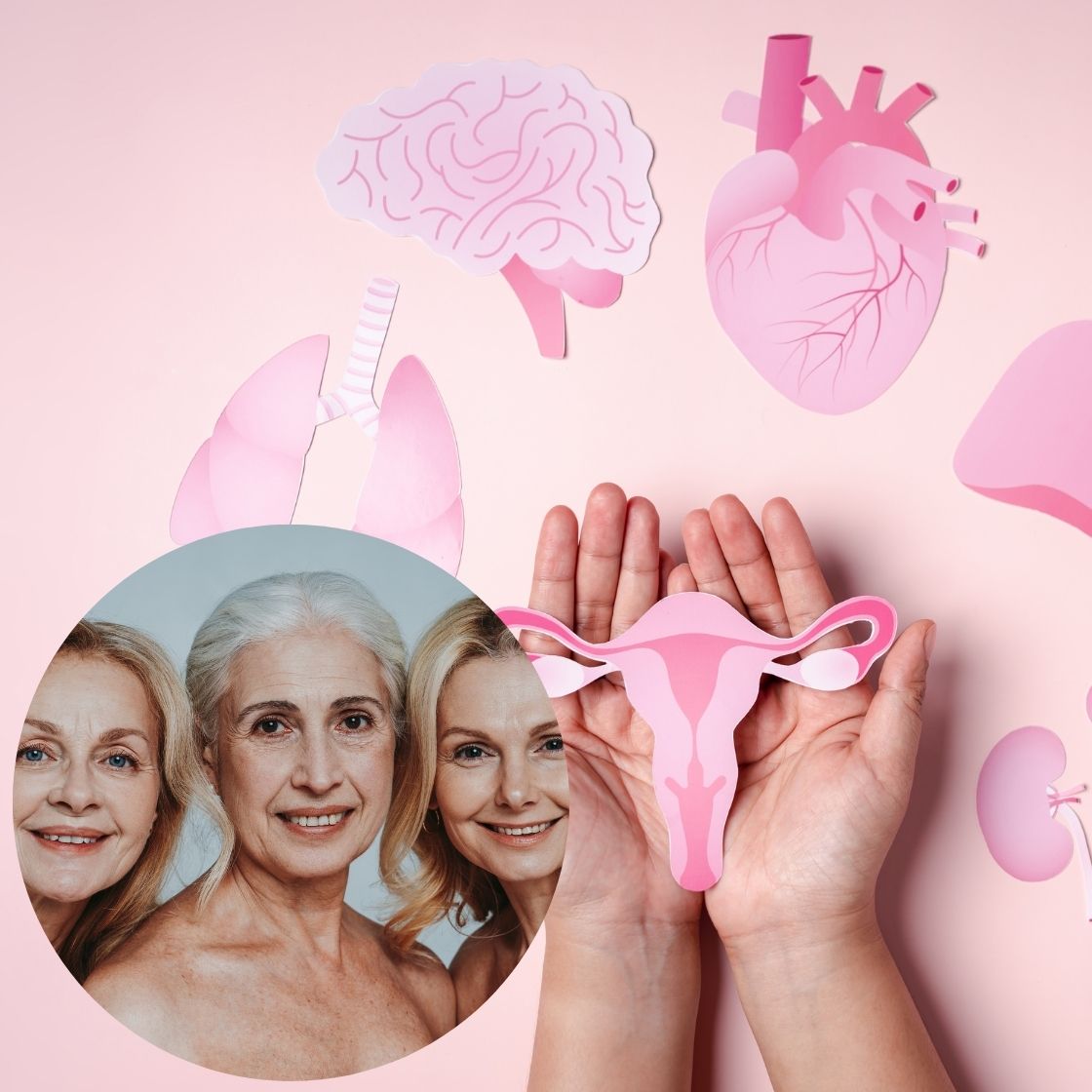 A calm and serene woman in her 50s sitting peacefully in a softly lit room, gently massaging her ears as part of a holistic self-care practice during menopause. Surrounded by natural elements, creating a nurturing and soothing atmosphere.